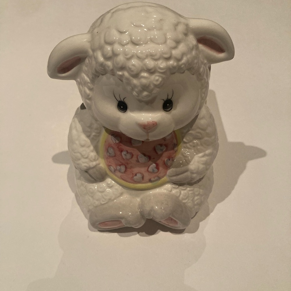 Adorable Vintage Kitsch Planter Nursery White Lamb